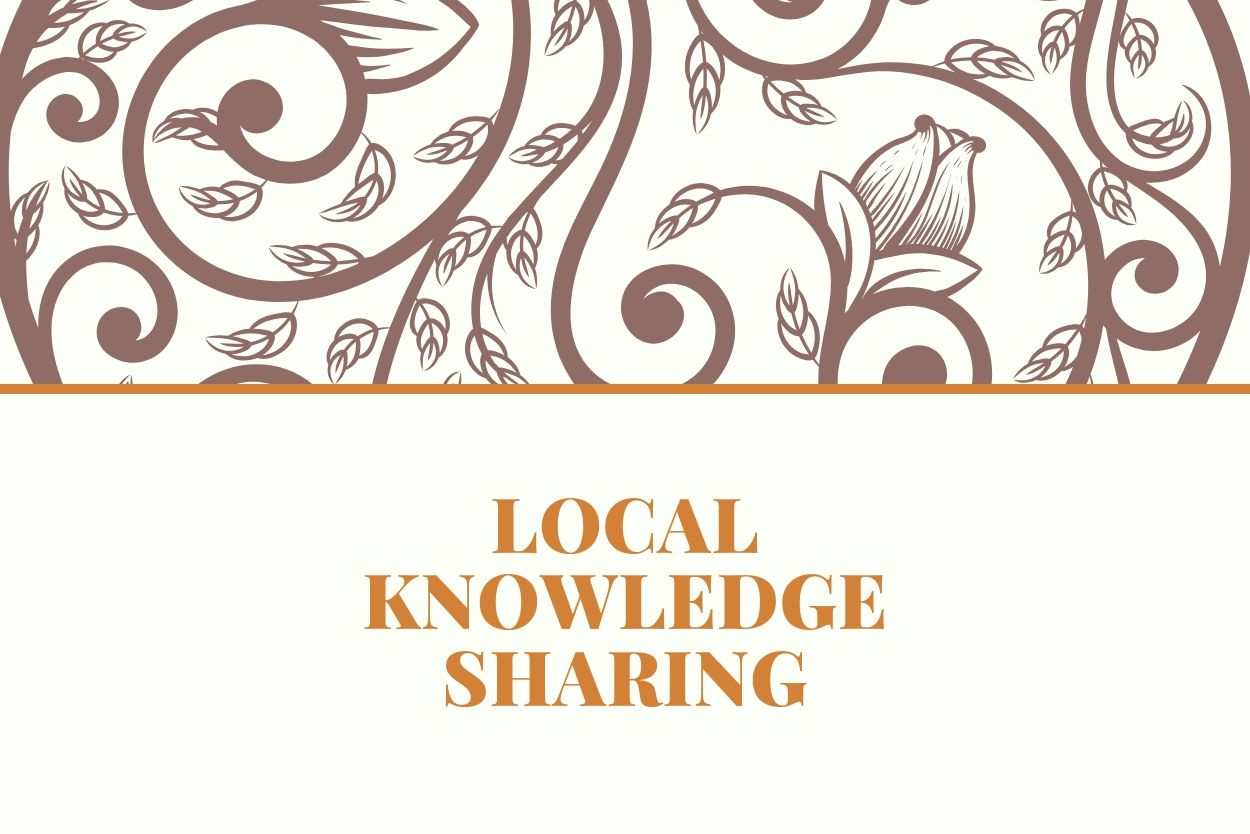 Floral graphic element and the title "Local knowledge sharing"